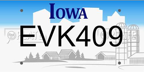 EVK409 Iowa License Plate