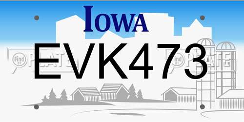 EVK473 Iowa License Plate
