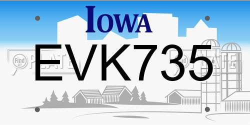 EVK735 Iowa License Plate