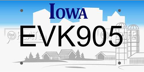 EVK905 Iowa License Plate
