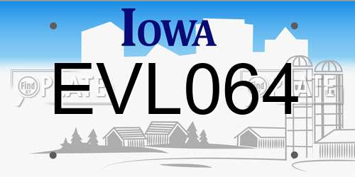 EVL064 Iowa License Plate