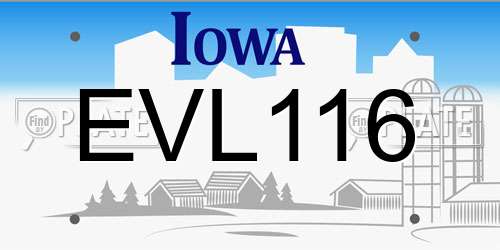 EVL116 Iowa License Plate