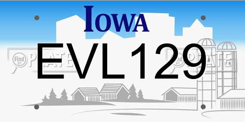 EVL129 Iowa License Plate