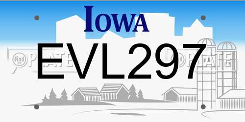 EVL297 Iowa License Plate