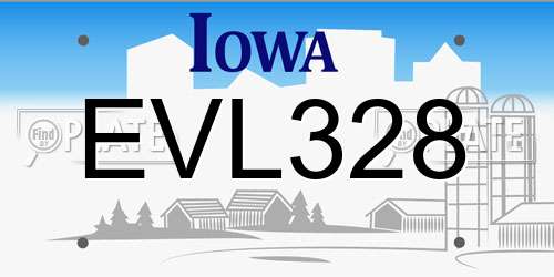 EVL328 Iowa License Plate