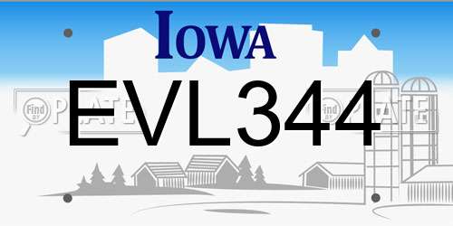 EVL344 Iowa License Plate
