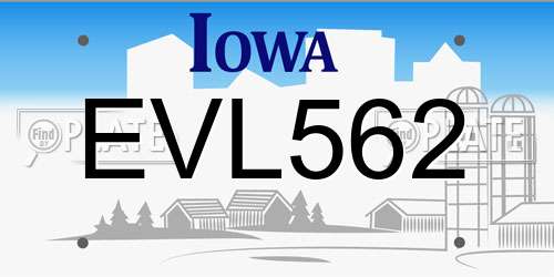 EVL562 Iowa License Plate
