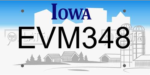 EVM348 Iowa License Plate