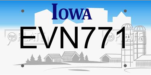 EVN771 Iowa License Plate