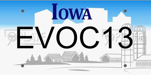 EVOC13 Iowa License Plate