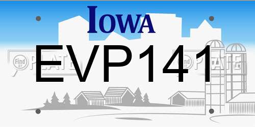 EVP141 Iowa License Plate