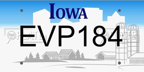 EVP184 Iowa License Plate