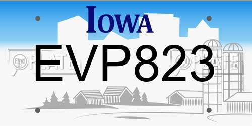 EVP823 Iowa License Plate