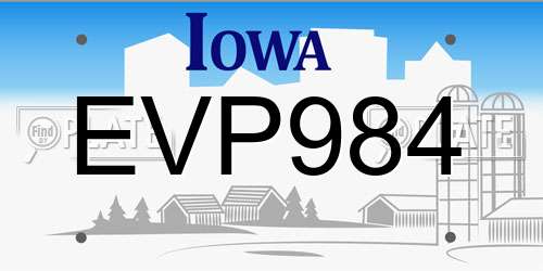 EVP984 Iowa License Plate