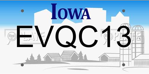 EVQC13 Iowa License Plate