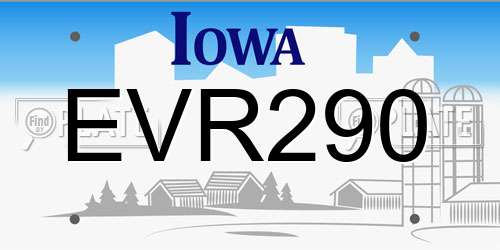 EVR290 Iowa License Plate