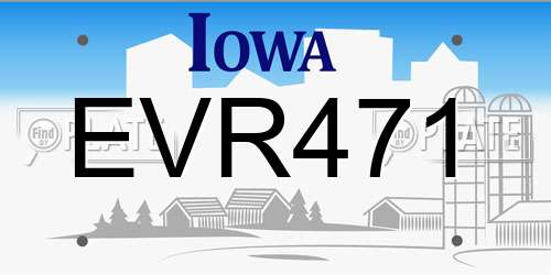 EVR471 Iowa License Plate