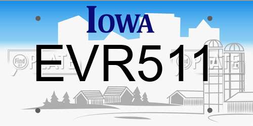 EVR511 Iowa License Plate