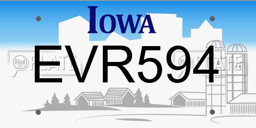 EVR594 Iowa License Plate