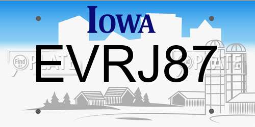 EVRJ87 Iowa License Plate
