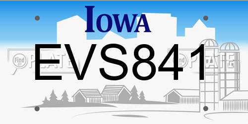 EVS841 Iowa License Plate