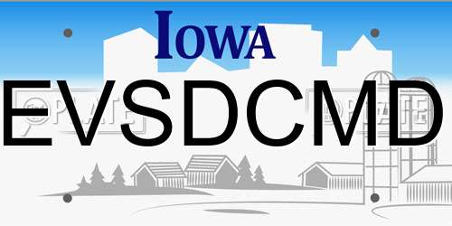 EVSDCMD Iowa License Plate