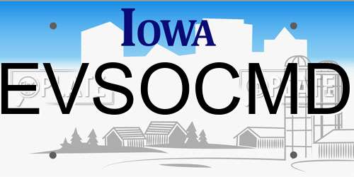 EVSOCMD Iowa License Plate