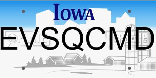 EVSQCMD Iowa License Plate