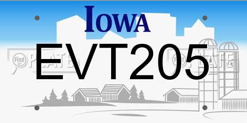 EVT205 Iowa License Plate