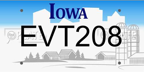 EVT208 Iowa License Plate