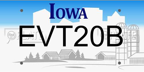 EVT20B Iowa License Plate
