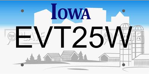 EVT25W Iowa License Plate