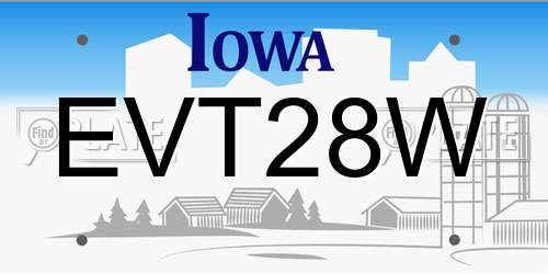 EVT28W Iowa License Plate