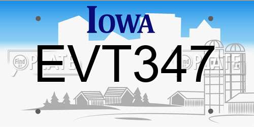 EVT347 Iowa License Plate