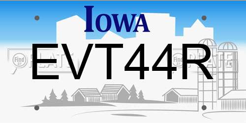 EVT44R Iowa License Plate