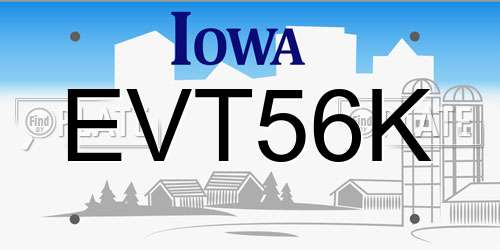 EVT56K Iowa License Plate