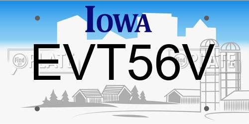 EVT56V Iowa License Plate