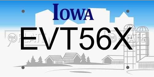 EVT56X Iowa License Plate