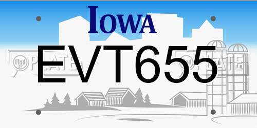 EVT655 Iowa License Plate