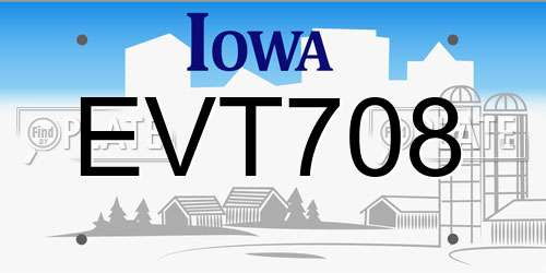EVT708 Iowa License Plate