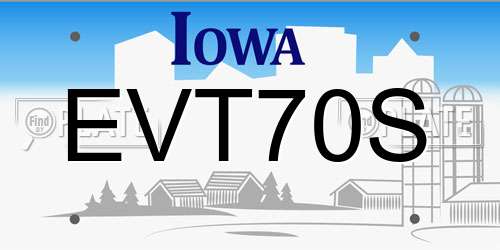 EVT70S Iowa License Plate