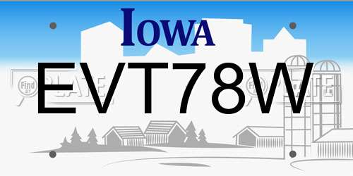 EVT78W Iowa License Plate