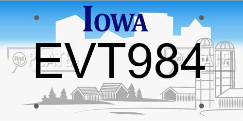 EVT984 Iowa License Plate