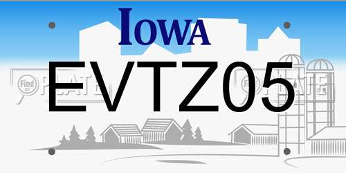 EVTZ05 Iowa License Plate