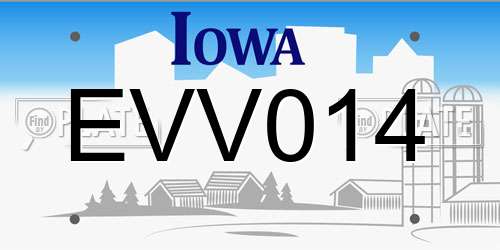 EVV014 Iowa License Plate