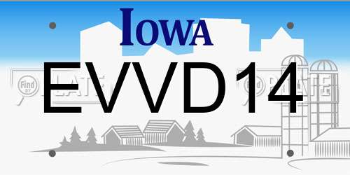 EVVD14 Iowa License Plate