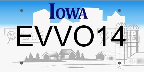 EVVO14 Iowa License Plate