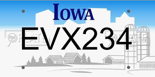 EVX234 Iowa License Plate