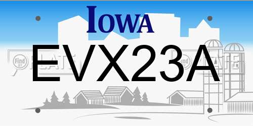 EVX23A Iowa License Plate