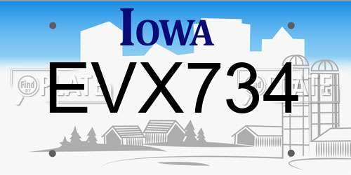 EVX734 Iowa License Plate